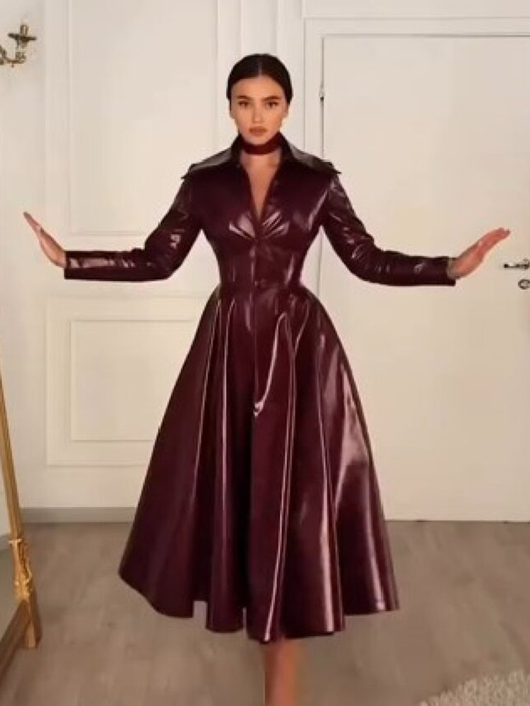 Women Wine Red Faux Leather Lo - Women Formal Wear For Party review and price