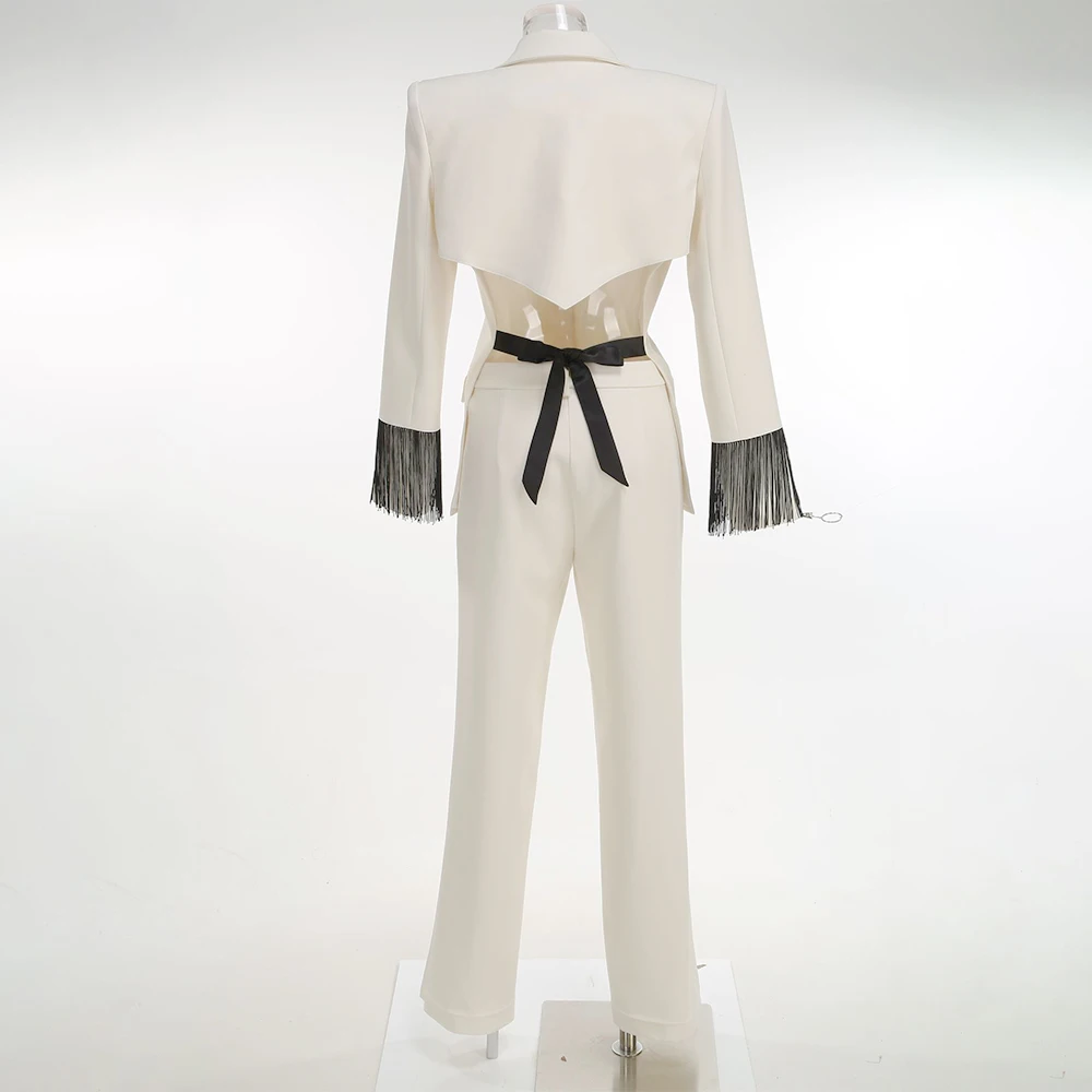 Fashion White Two Piece Sets L - Women Formal Wear Without Blazer review and price